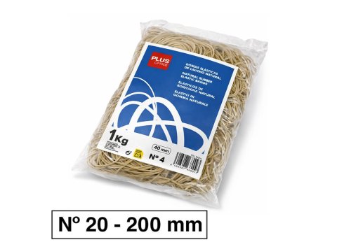Gomas Elásticas Plus Office Nº 20 200 mm Bolsa 1000g