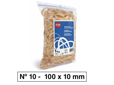 Bandas Elásticas Plus Office Nº 10 100 x 10 mm Bolsa 1000g