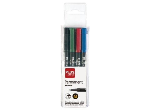 Rotulador Permanente Plus Office Permanent Medio 1 mm Colores Surtidos Blíster 4 ud.