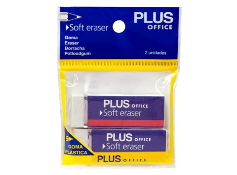 Goma de Borrar Plus Office Soft US20 Blanco Blíster 2 ud.