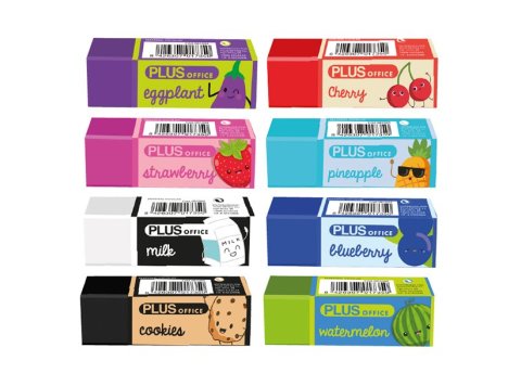 Goma de Borrar Plus Office Plus Fruit 50 x 16 x 16 mm. Colores Surtidos Expositor 32 ud.