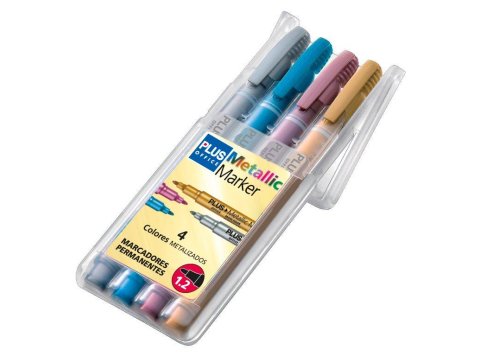 Rotulador Especial Plus Office Metallic Marker 1,2 mm Colores Surtidos Blíster 4 ud.