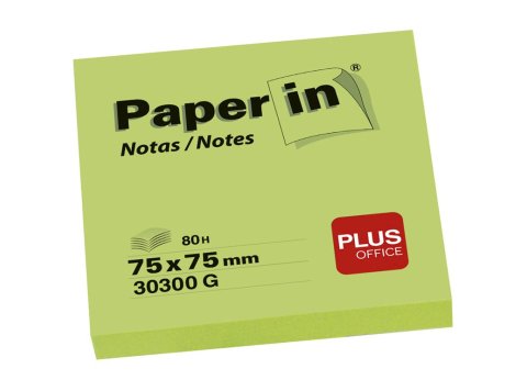 Bloc Notas Adhesivas Paper In Plus Office 75 x 75 mm Verde Flúor 80 Hojas