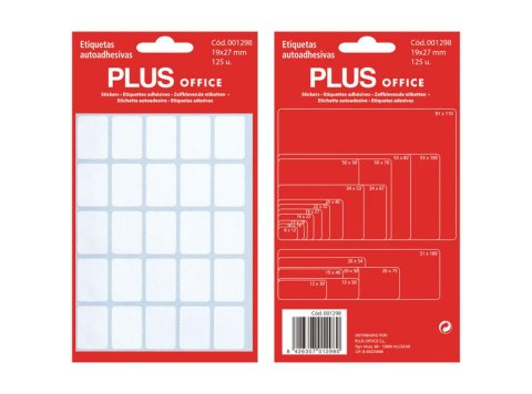 Etiquetas Autoadhesivas Plus Office 19 x 27 mm 125 Etiquetas 5 Hojas
