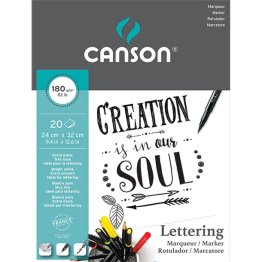 Bloc de Dibujo Canson Lettering A4 Encolado 20 Hojas 180g.