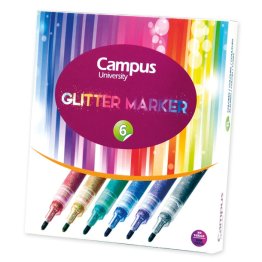 Rotulador Especial Campus University Glitter Marker Colores Surtidos Blíster /6 ud.