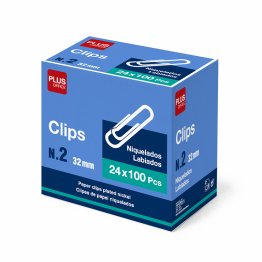 Clips Plus Office Niquelados Labiados Nº 2/32 mm /100 ud.