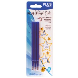 Recambio Bolígrafo Borrable Plus Office Magic Gel Azul Blíster 3 ud.