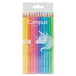 Lápices de Colores Madera Campus College 12 Colores Pastel