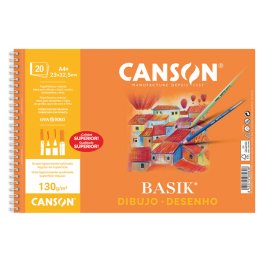 Bloc de Dibujo Canson Basik A4+ Espiral 20 Hojas 130g. Liso