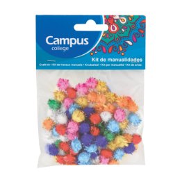 Set Manualidades Campus College Pompones Glitter 20 mm