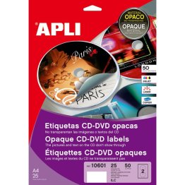 Etiquetas Cd-Dvd Apli Cobertura Total 50 Etiquetas