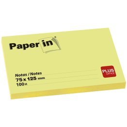 Bloc Notas Adhesivas Paper In Plus Office 75mmx125mm Amarillas 100 Hojas