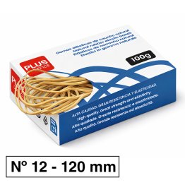 Gomas Elásticas Plus Office Nº 12 120 mm. Caja 100g.