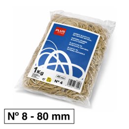 Gomas Elásticas Plus Office Nº 8 80 mm. Bolsa 1000 g.