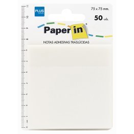 Bloc Notas Adhesivas Traslucidas Paper In Plus Office 75mmx75mm Blancas 50 Hojas