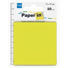Bloc Notas Adhesivas Traslucidas Paper In Plus Office 75mmx75mm Amarillas 50 Hojas