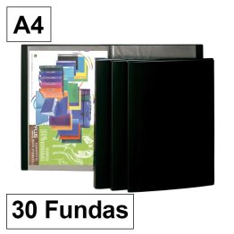 Carpeta Plus Office Flexible A4 30 Fundas Negro
