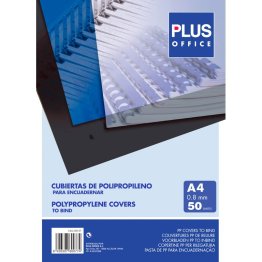 Cubierta encuadernar Plus Office A4 Plástico Transparente 800 micras 50 ud