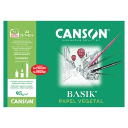 Papel Vegetal Canson A3 12 Hojas 95g.